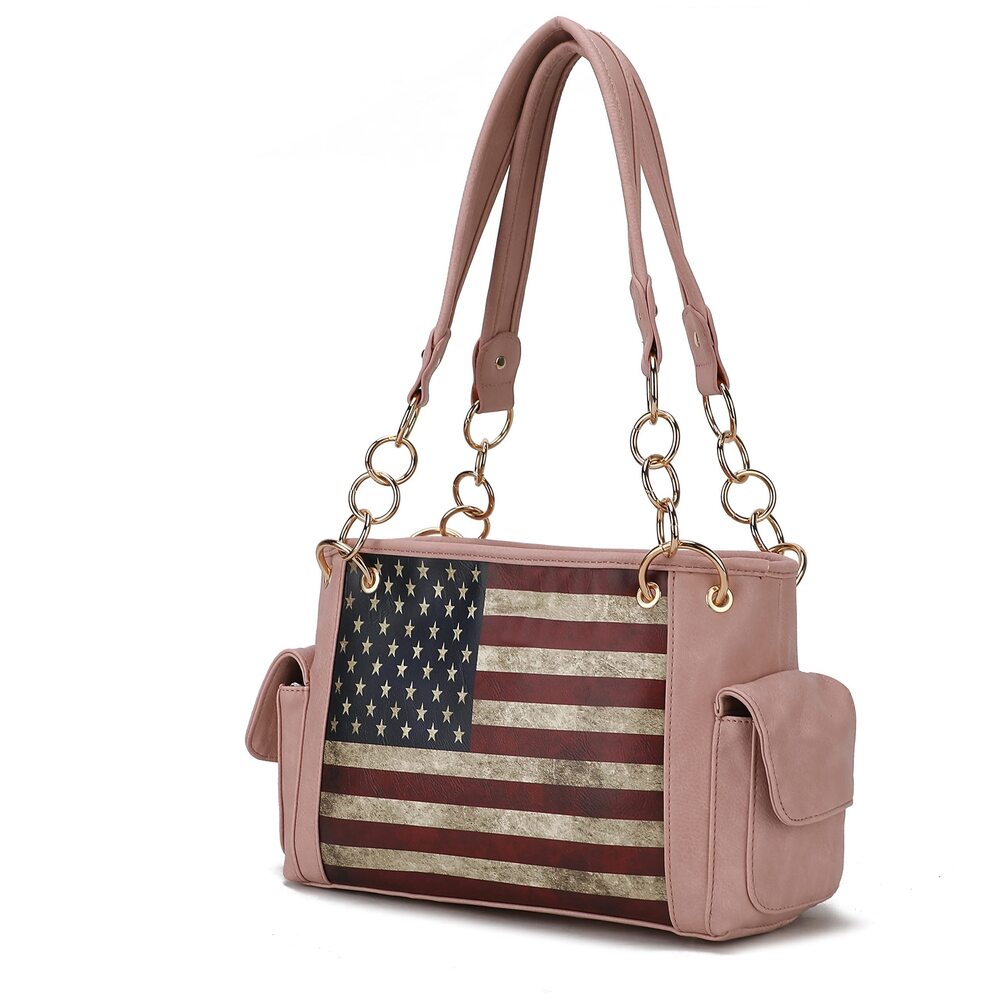 2339 USA Shoulder Bags , Vegan Leather American Flag Handbag Purse